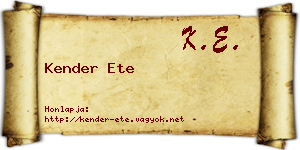 Kender Ete névjegykártya